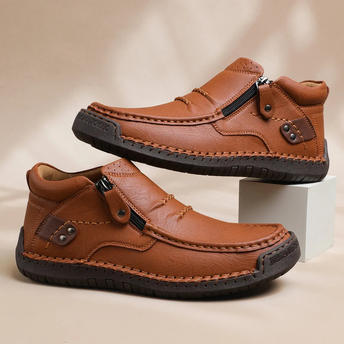 Men’s Handmade Premium Leather Slip-On Driving Boots