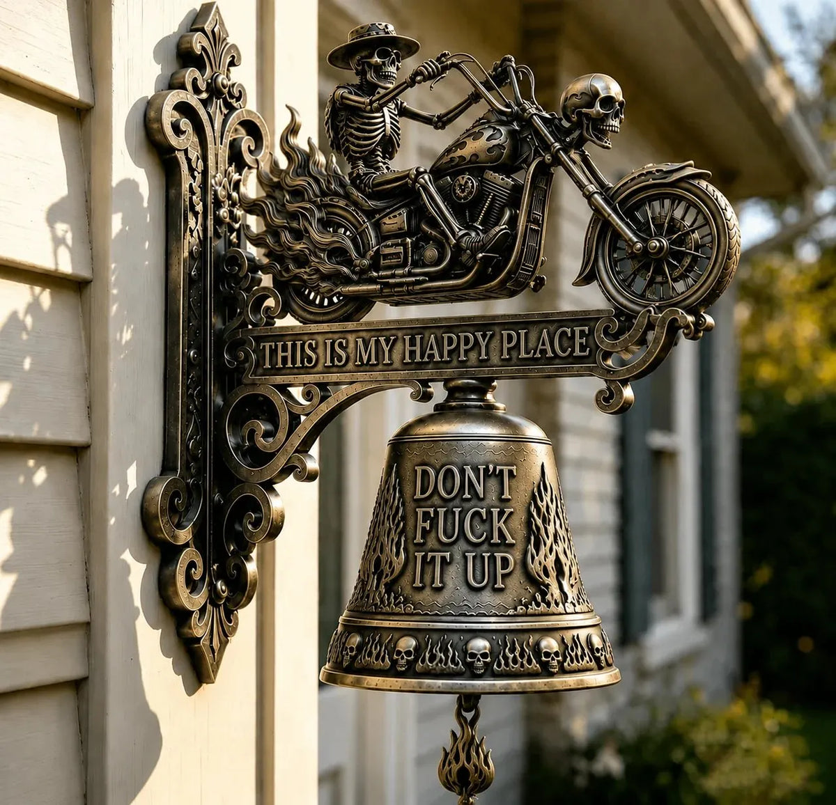 🎉🐉 Skull Dragon Rider Bell – “This Is My Happy Place” Wall Bell