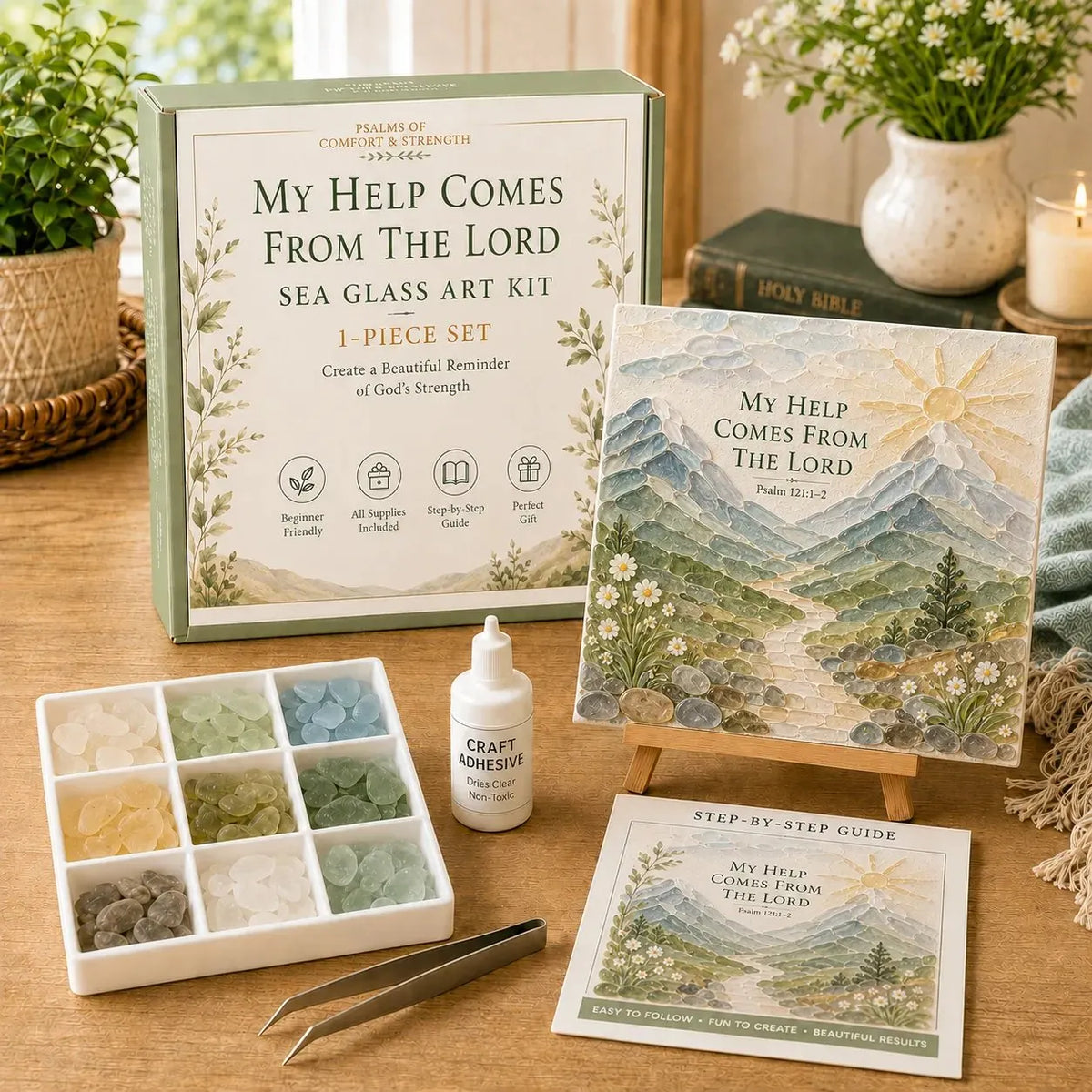 💥🏆 Psalms of Comfort & Strength Sea Glass Art Kit✝️