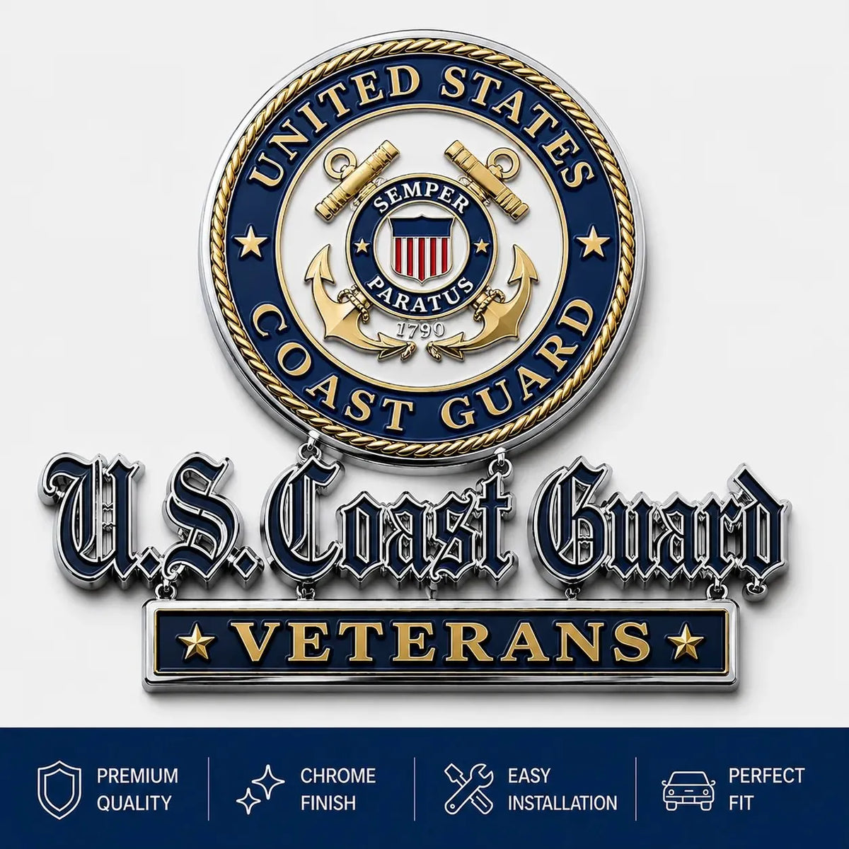🛡️ U.S. Veterans Premium Auto Emblem – Honor Your Service