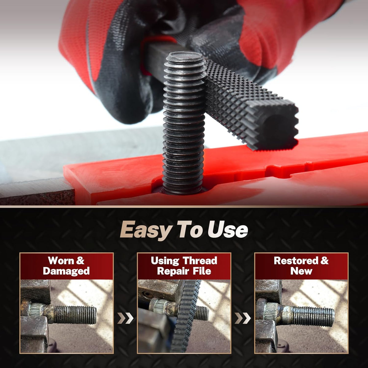 🔥 HOT SALE 🔥🔩 3Pcs SAE & Metric Thread Repair File Set