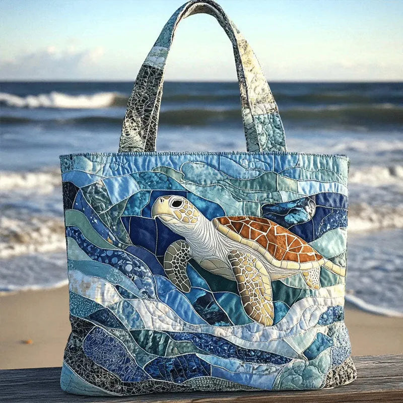Turtle Haven Quilted Tote Bag