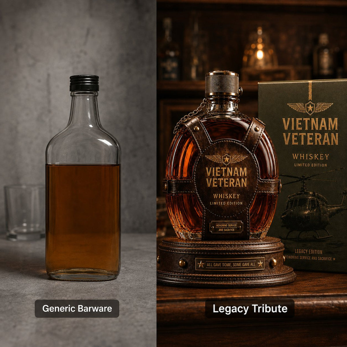 🔥HOT SALE🔥💥🏆Military Tribute Whiskey Decanter – Collectible Veteran Display Bottle With Gift Box