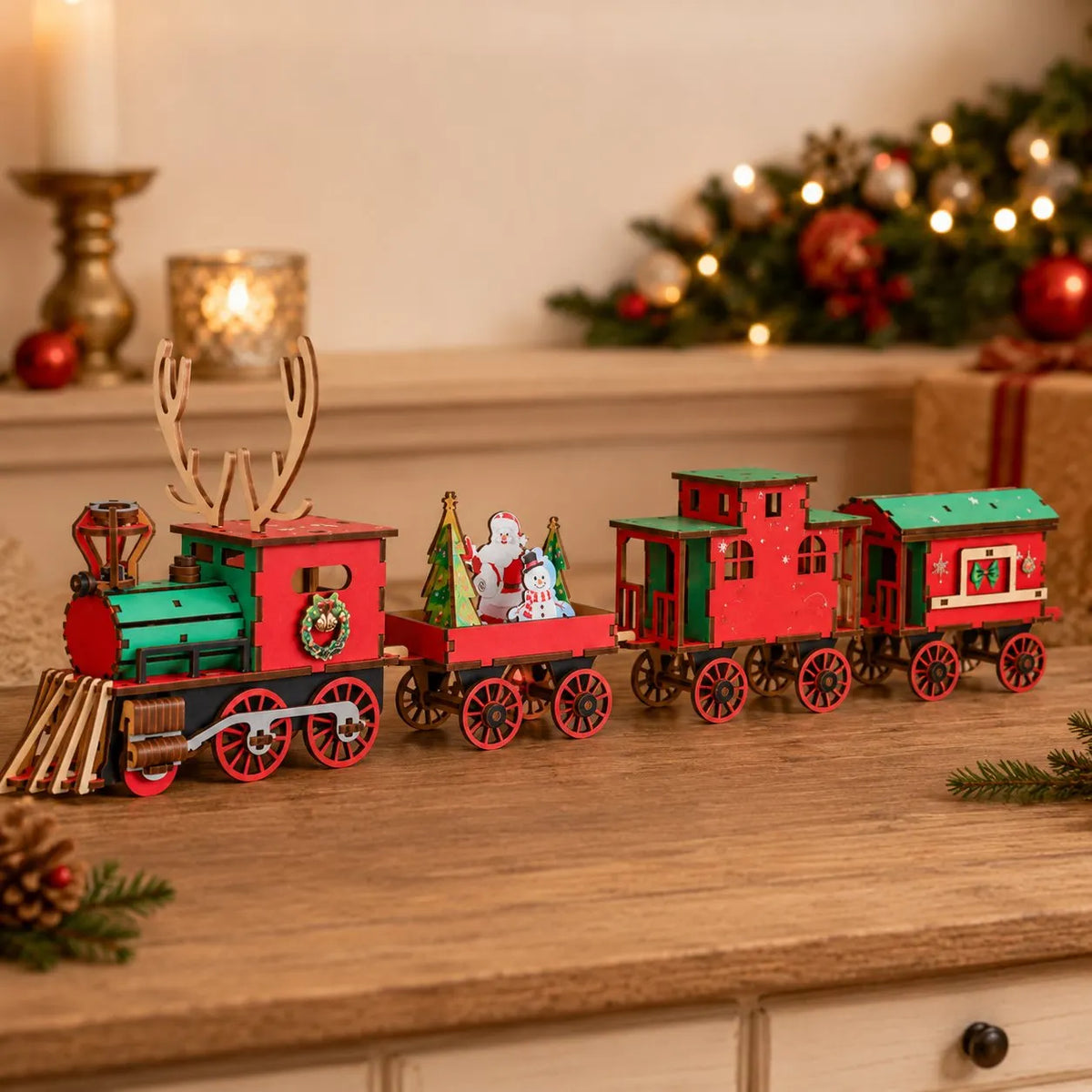🎉DIY Christmas Wooden Train Set 3D Assembly Puzzle Kit