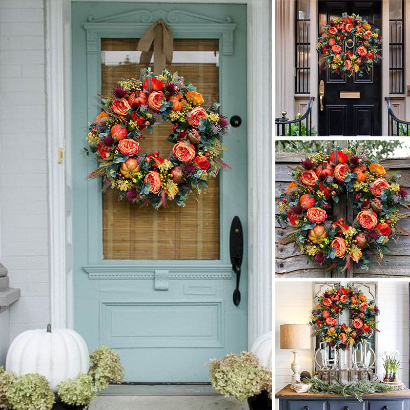 💖Fall Peony And Pumpkin Wreath - Year Round Wreath