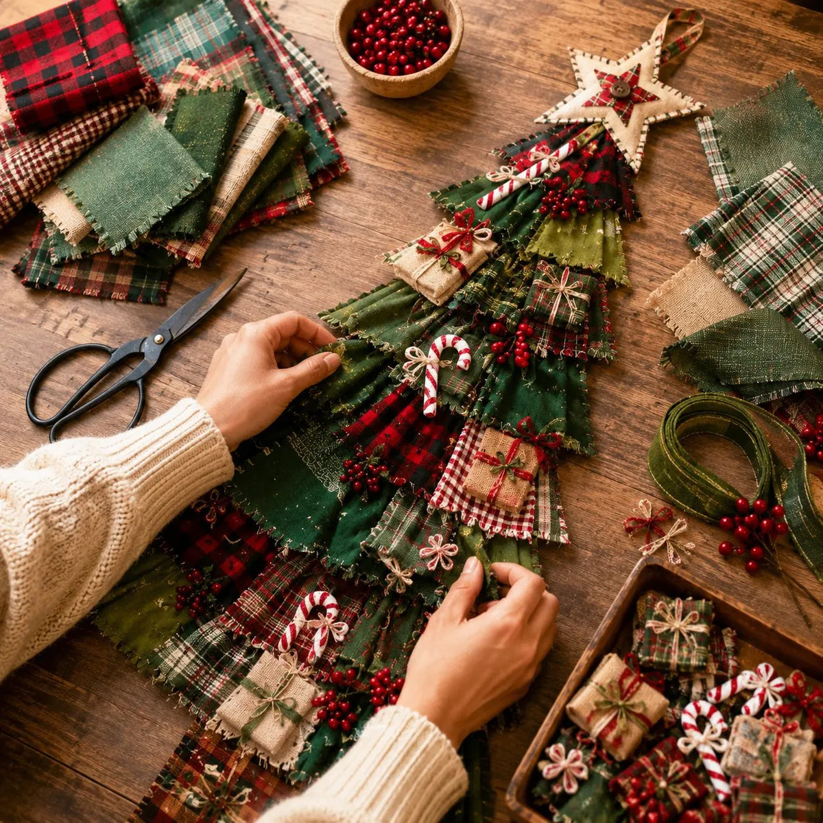 🔥 HOT SALE 🔥🎄Beginner-Friendly DIY Oversized Patchwork Christmas Tree Door Hanging Kit | Complete Kit with All Tools & Step-by-Step Guide Included 💕