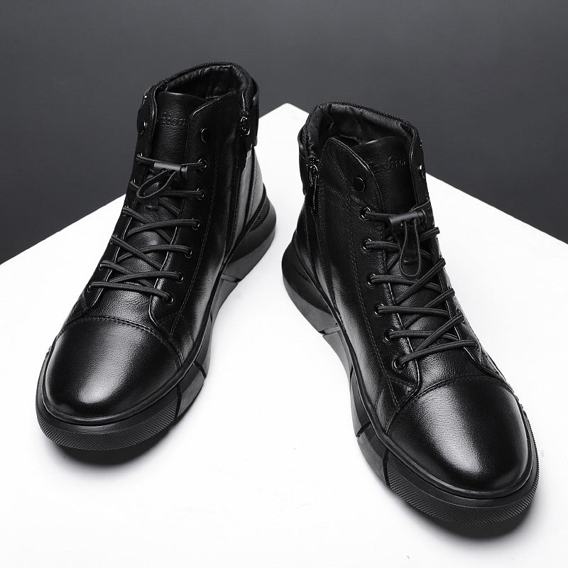 MARTINI' BLACK LEATHER BOOTS