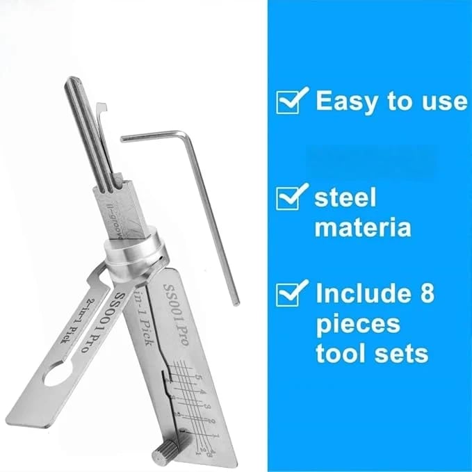 🎉⚒️Stainless Steel Master Key Decoder, SS001 Pro Lock Pick Tool for Beginners, Practical Locks for Lock Lock,Lock Pick Set(Only applicable to Flat Key Lock)