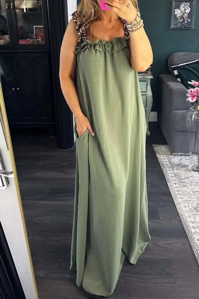 Women's Casual Sleeveless Maxi Dress with Pockets
