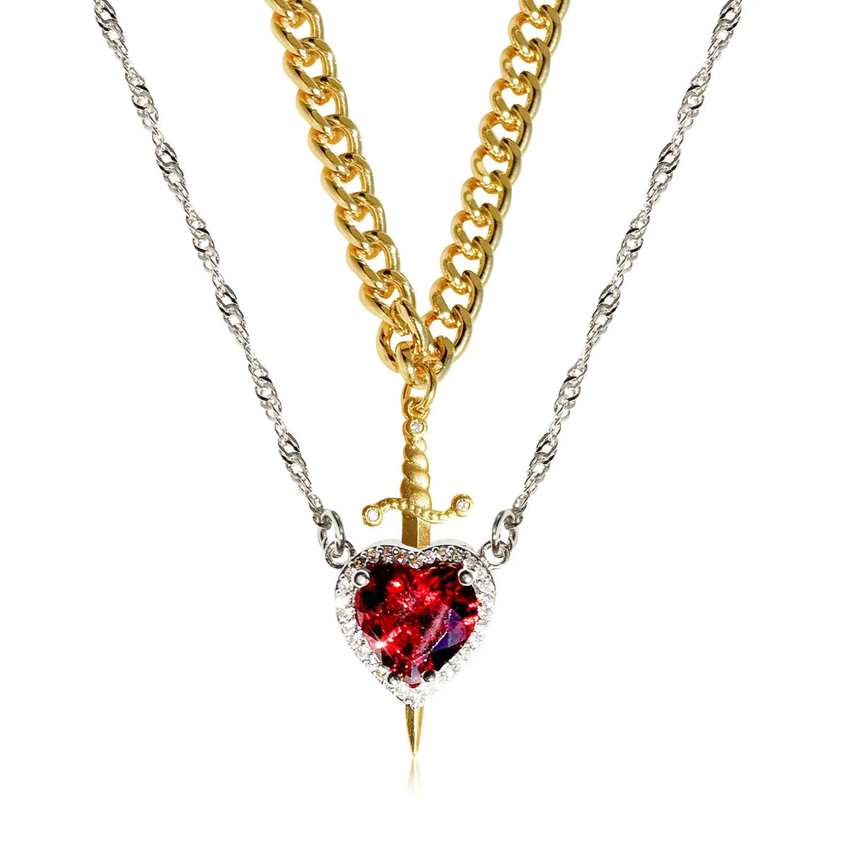 🔥LAST DAY 50% OFF - 💕GM Heart & Sword Promise Necklace His / Hers Set