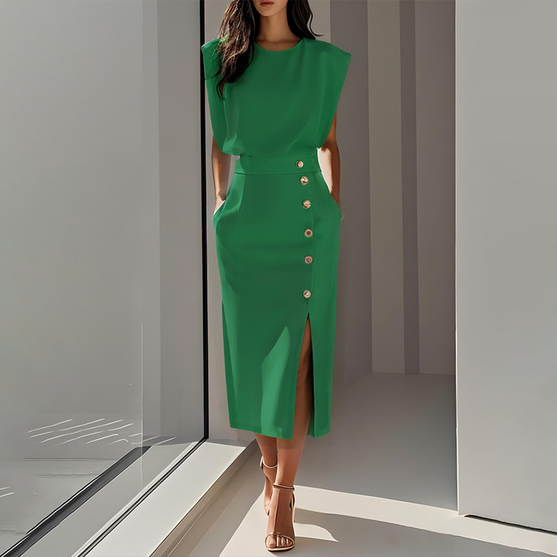 👗 50% OFF NOW! 💃 Slit Midi Skirt – Draped Fabric with a Slight Waist Tuck, Elegant & Versatile ✨