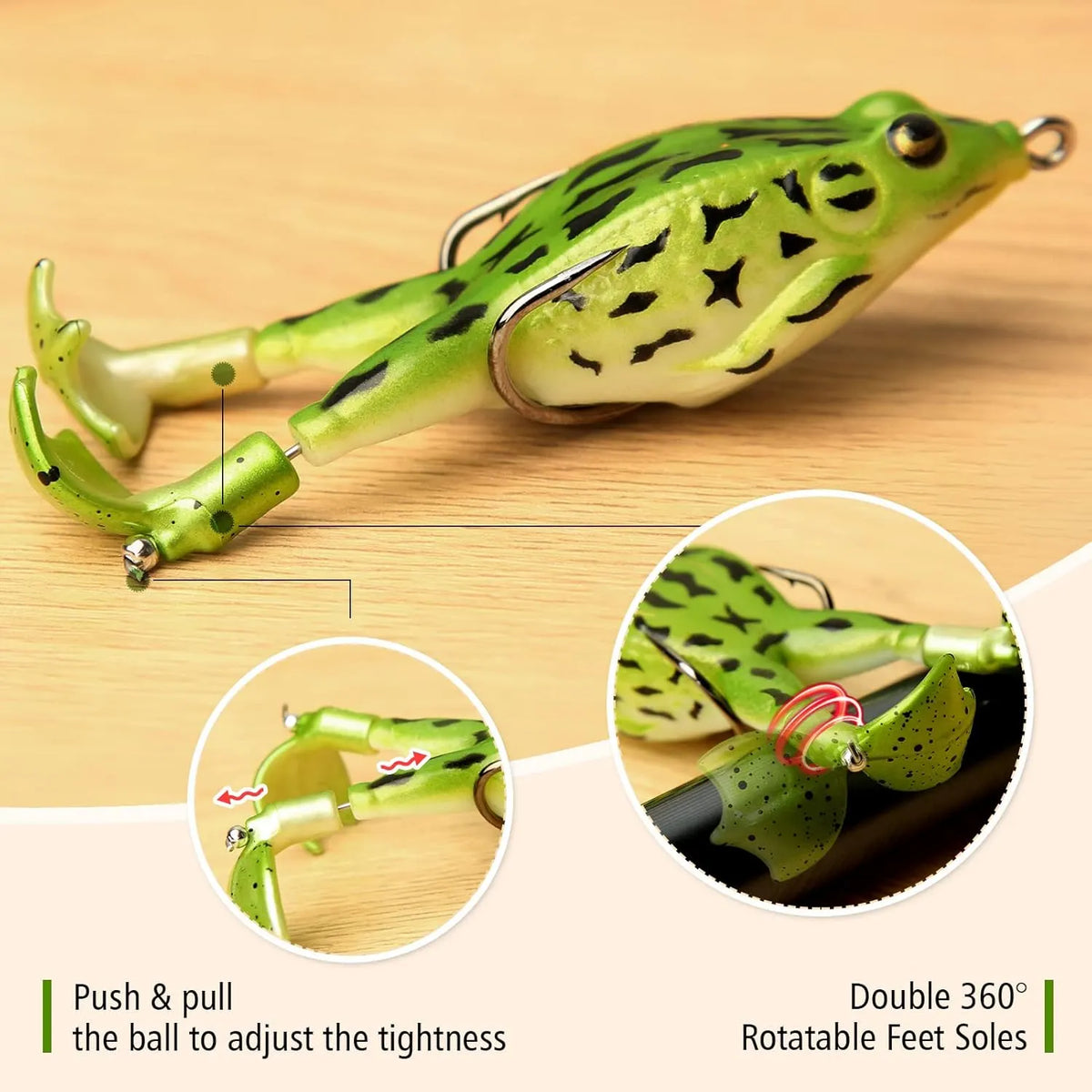 🎉🔥HOT SALE🔥🐸Frog Lure Bass Trout Realistic Prop with Weedless Hooks for Freshwater Saltwater