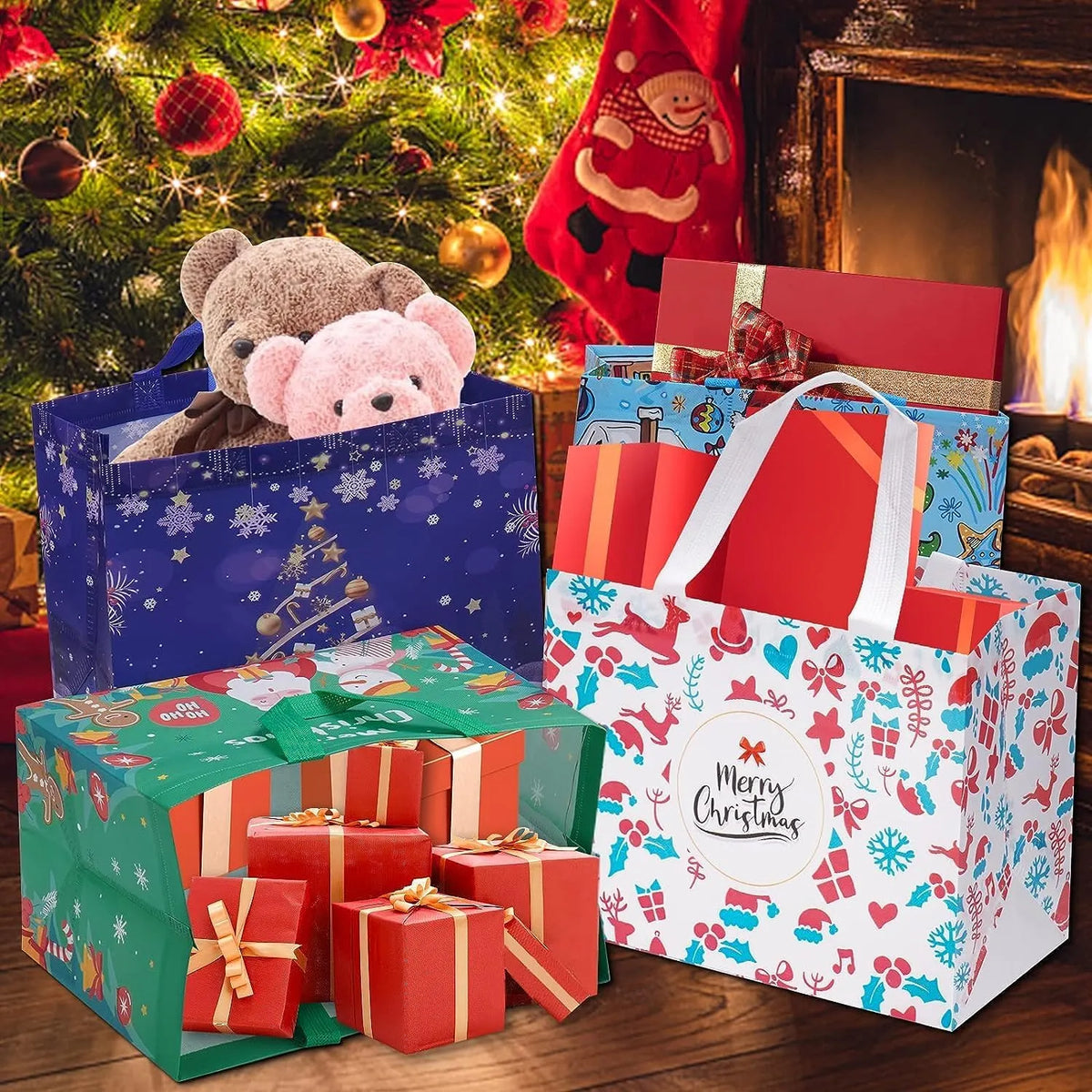 🔥HOT SALE🔥Christmas Early Discount 49% Off🔥 Christmas Gift Bags Large Reusable Tote Bags