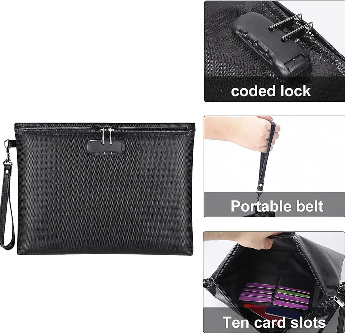 🎉Fireproof Document Bag – Waterproof File Organizer for Cash, Passport, Legal Documents & Valuables