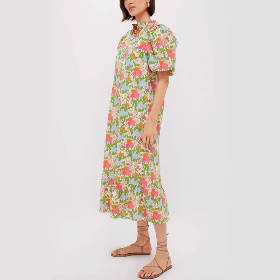 Floral Print Ruffled Midi Dress