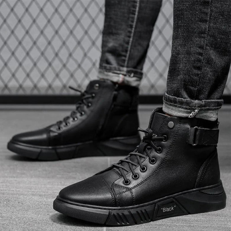 MARTINI' BLACK LEATHER BOOTS