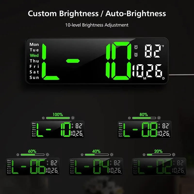 ⚡Prime Day Sale⚡13" Large Digital Clock with Temperature, Date, Auto DST, Night Light, Auto Brightness Dimmer
