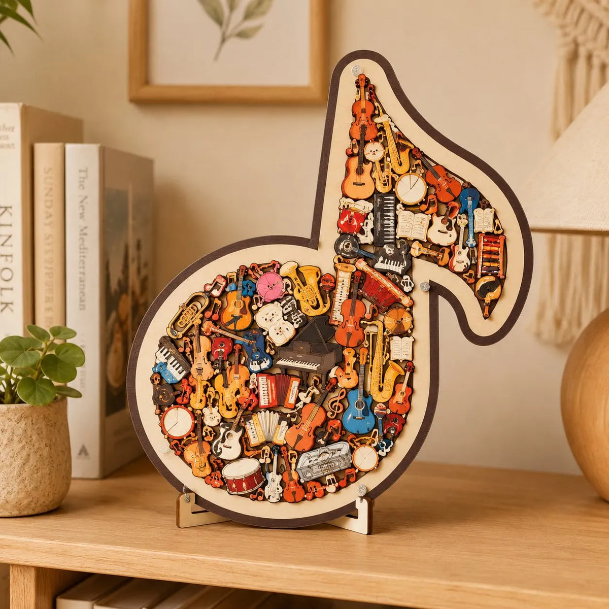 🔥Last Day 50% OFF - 🎶 Wooden Musical Note Instrument Jigsaw Puzzle Decor | Protective Coating & Moisture-Resistant Finish✨