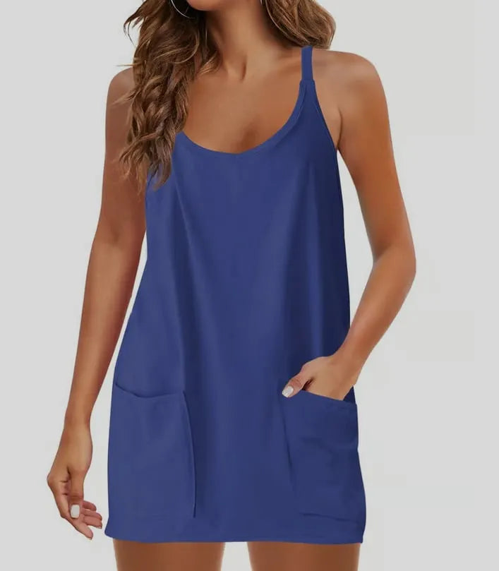 🔥Summer Sale 49% OFF💃Casual Sleeveless Mini Dress With Built-In Shorts