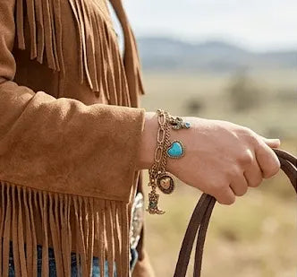 🔥Last Day 49% OFF - 🏇🤠Handmade Western Cowboy Charm Bracelet with Boot Hat Cactus & Heart Charms🌵