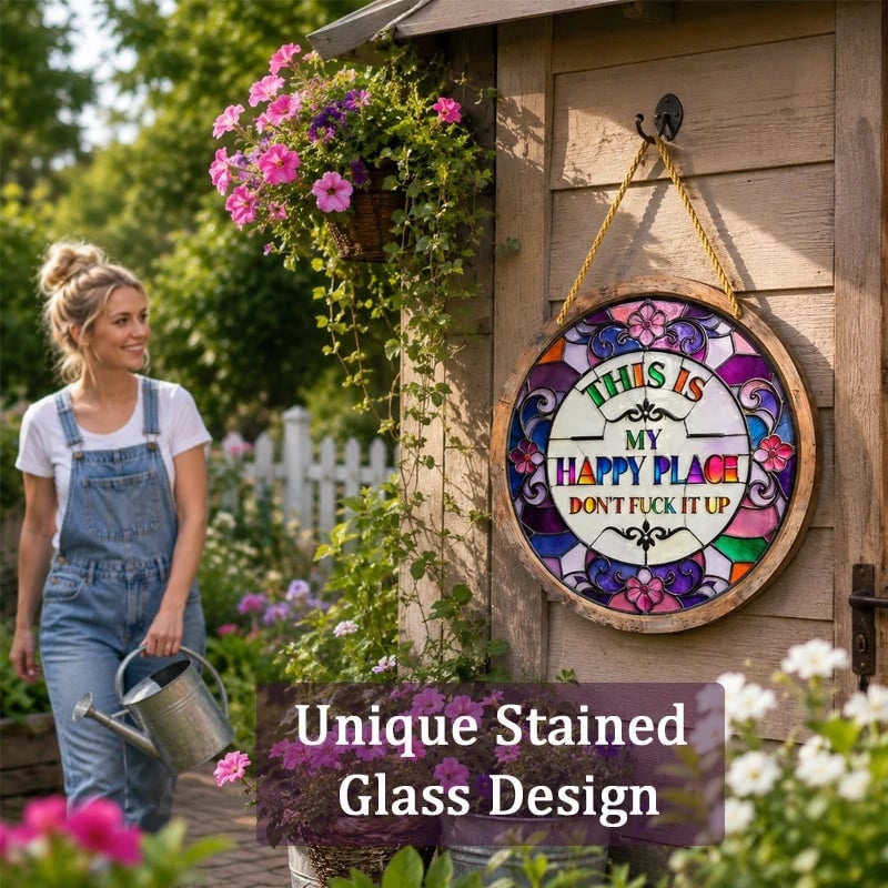 🔥HOT SALE🔥LAST DAY 50% OFF -🌈Stained Glass Happy Place Hanging Decor