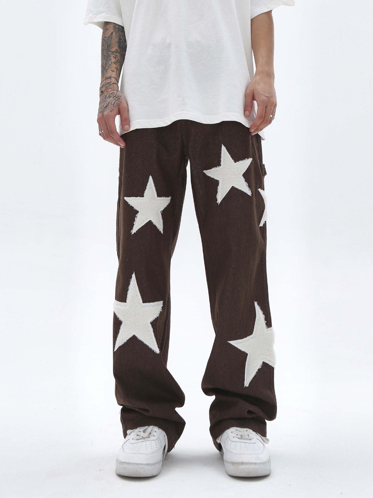 Star Towel Patch Stacked Wide Leg Denim (FREE SHIPPING)