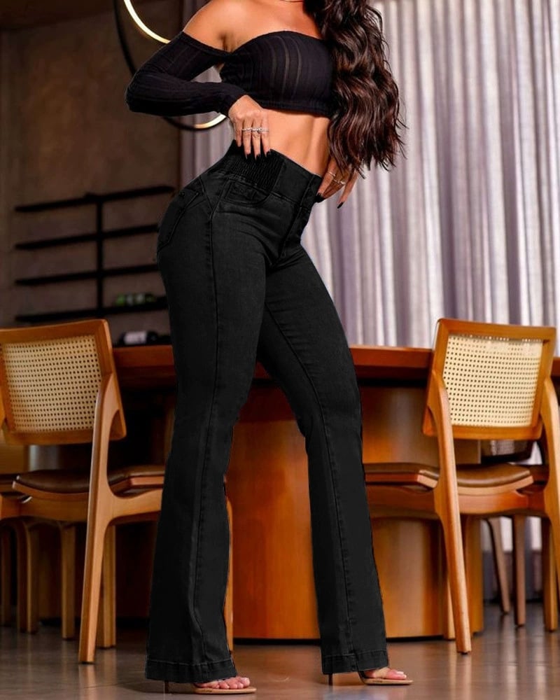 🔥Hot Sale🔥High-Waisted Stretch Flare Jeans
