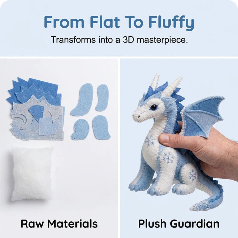 🔥HOT SALE🔥DIY Ice Dragon Felt Patchwork Kit Arctic Winter Guardian Sewing Set