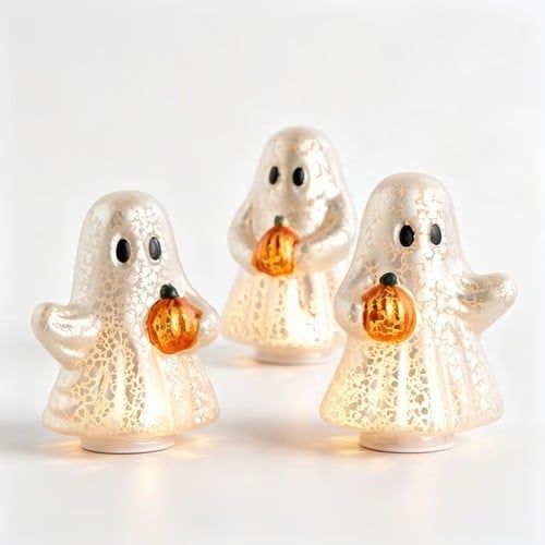 🔥HOT SALE🔥⚡Light-Up Mercury Glass Ghost Figurines