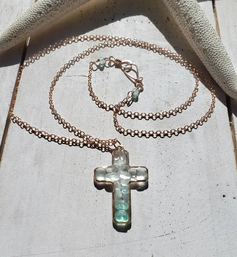 Sea Glass Cross Necklace
