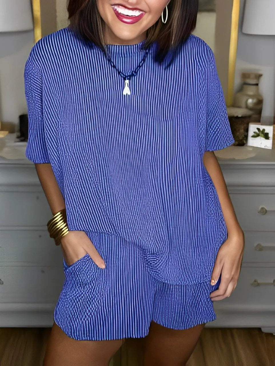 Women's Ribbed Top and Shorts Set (Buy 2 Free Shipping)