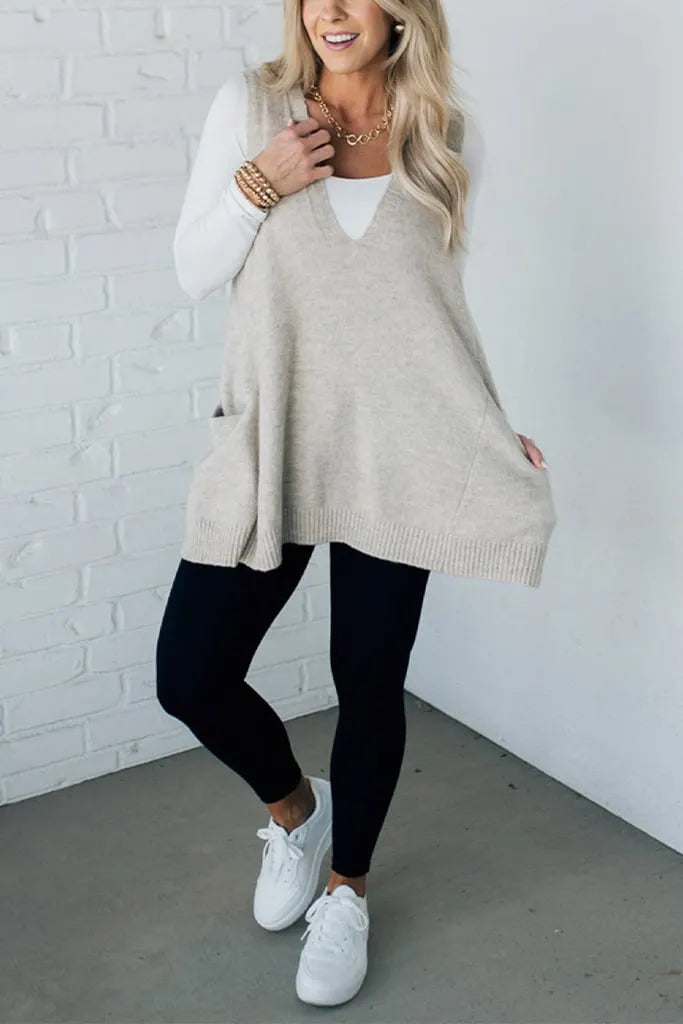 Women's Cozy Pocket Sweater Vest