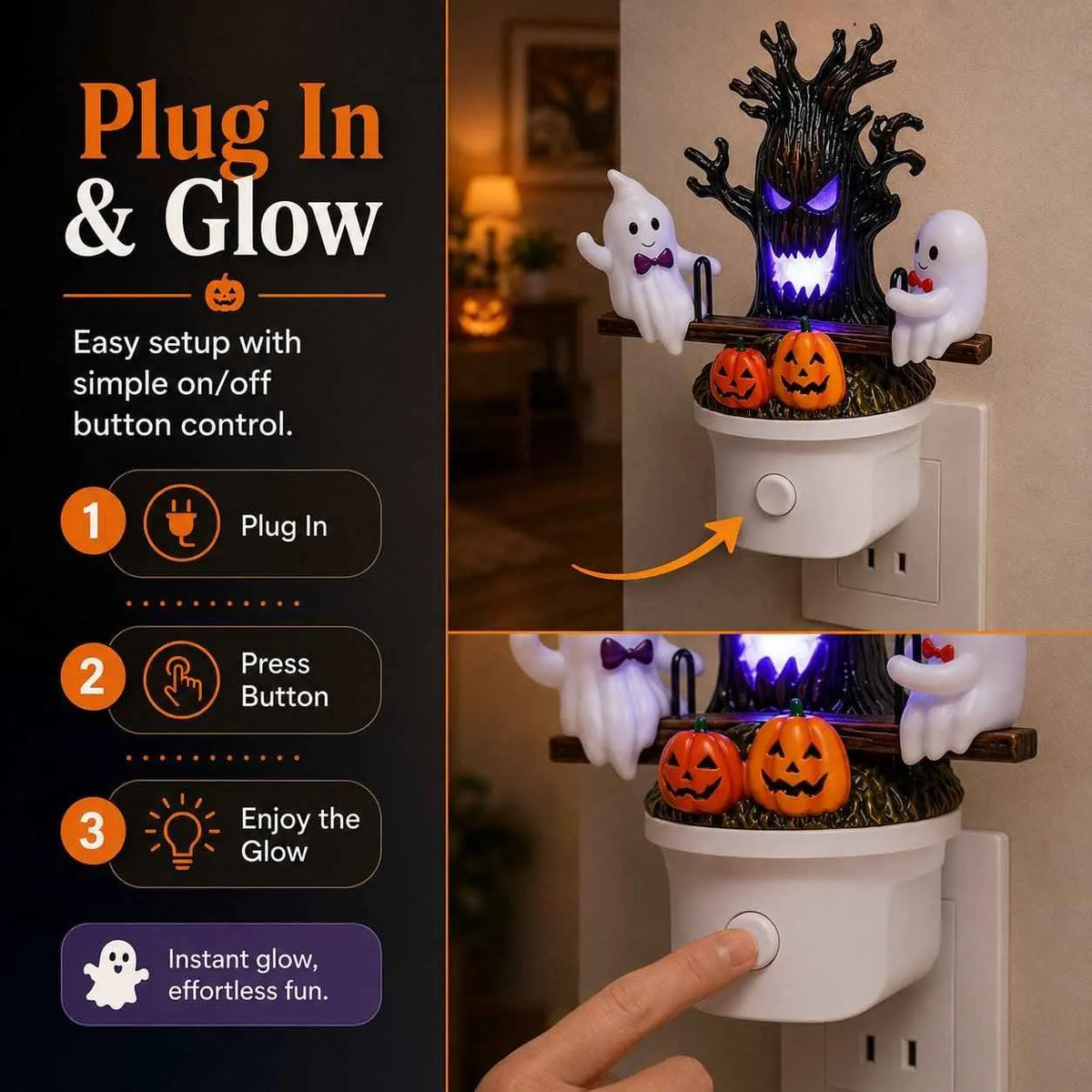🔥HOT SALE🔥🔥LAST DAY 49% OFF🎃👻Animated Seesaw Ghost Plug In LED Night Light