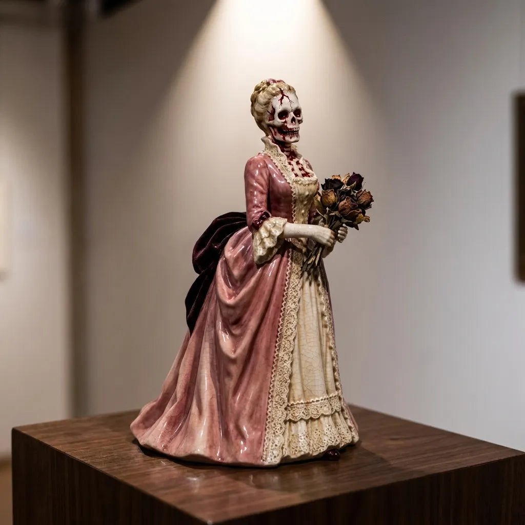 🏺✨ Broken Ladies Ceramic Art Figure – Handcrafted Mixed Media Sculpture