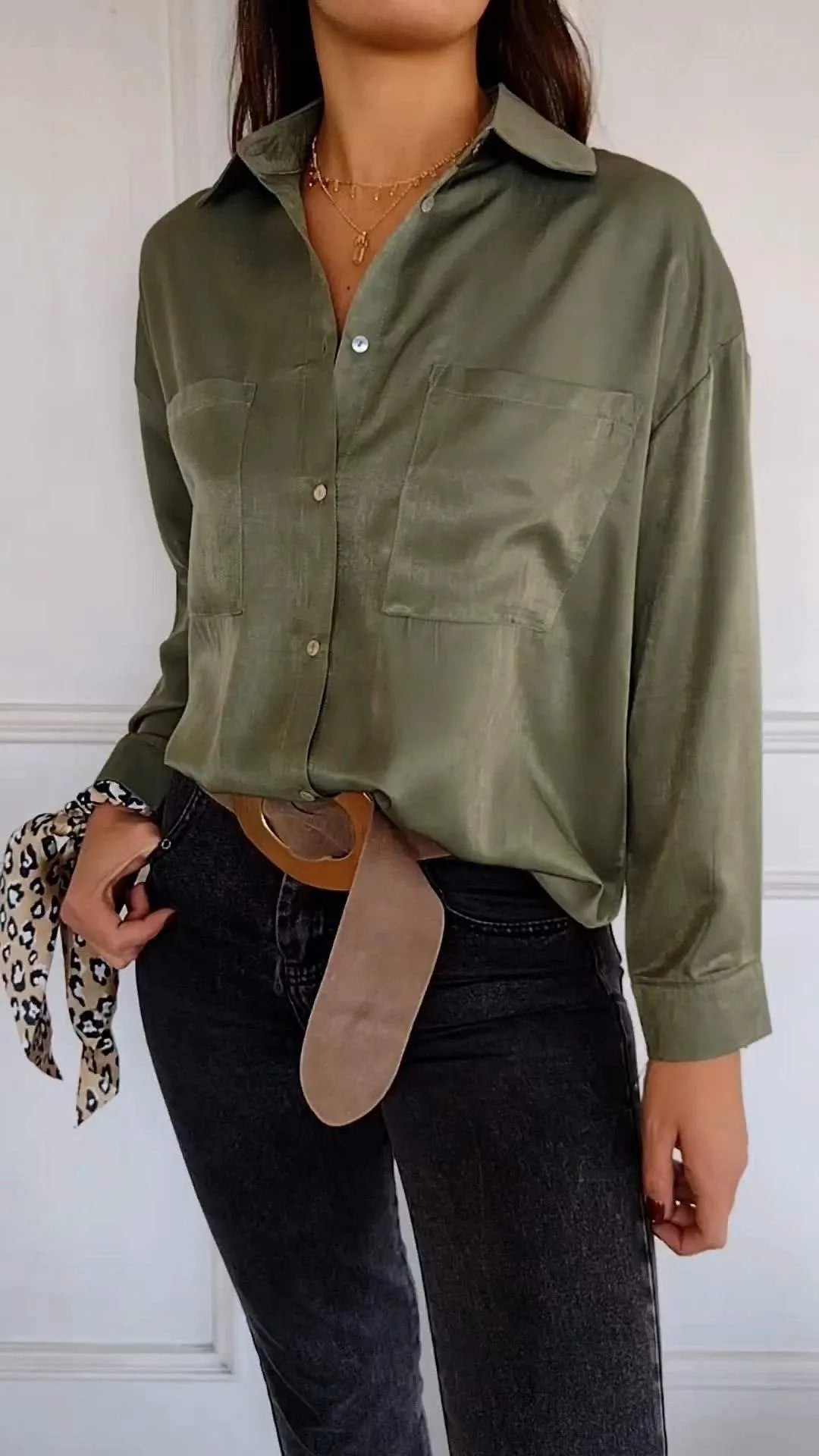 Lapel Long Sleeve Casual Shirt with Front Pockets (Buy 2 Free Shipping)