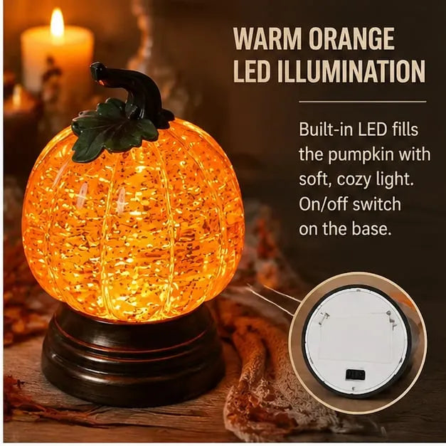 🔥Last Day 49% OFF - 🎃🍂Glitter Lighted Pumpkin Snow Globe