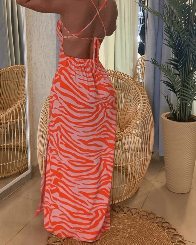 Printed Backless Dress (Hot-Sale)