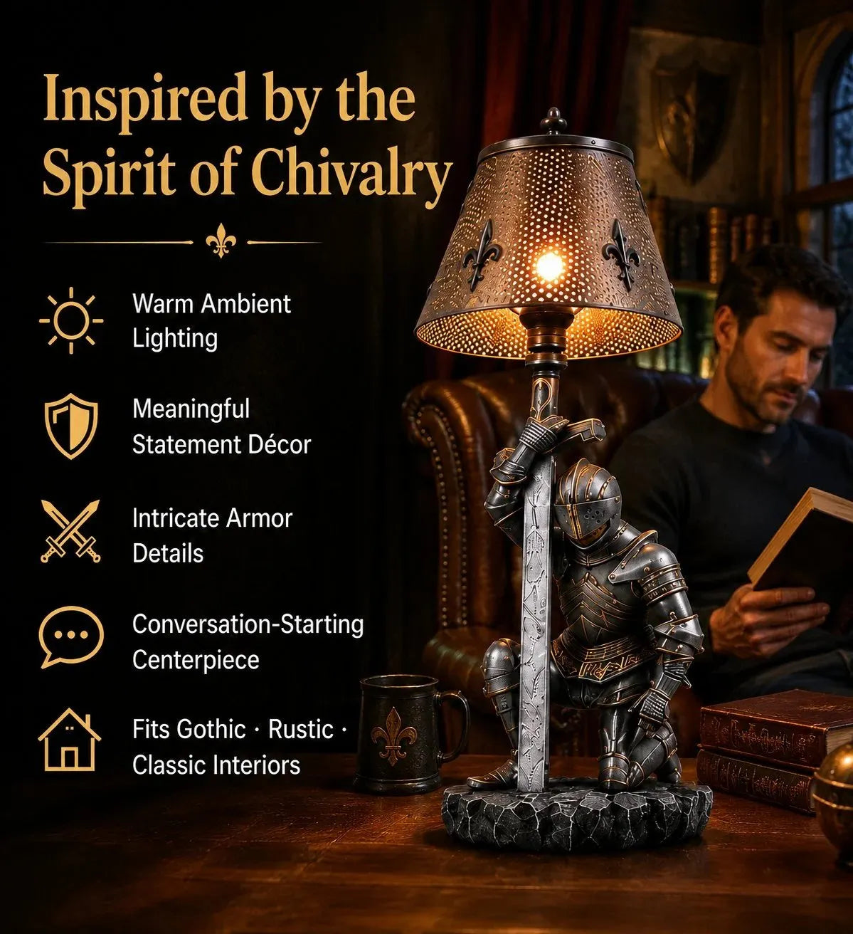 ⚔️ The Honorbound Medieval Knight Lamp - A Timeless Guardian of Courage, Loyalty & Honor🏅