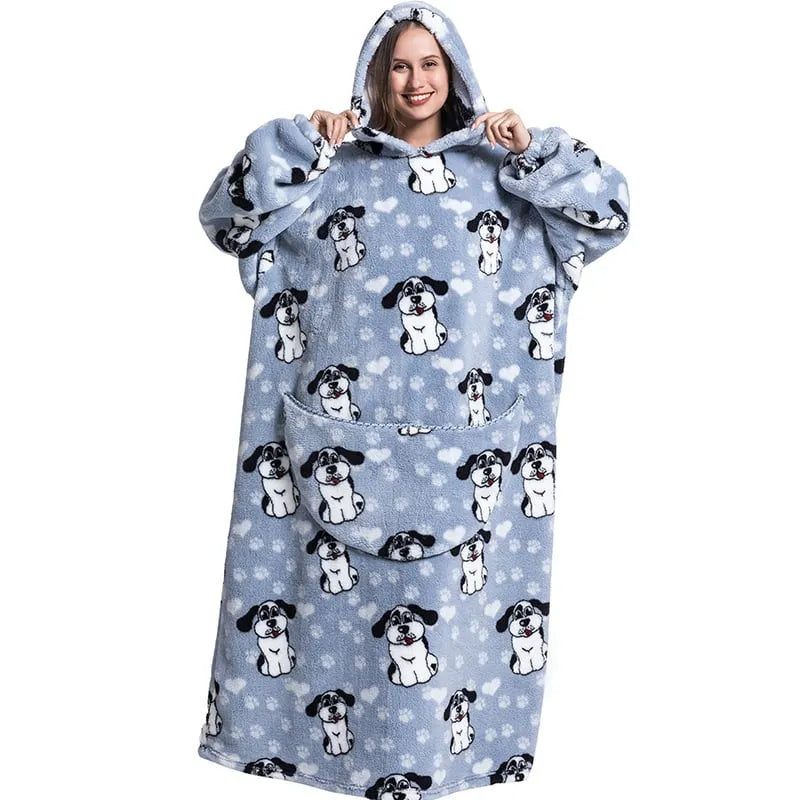 Cute Cartoon Print Hoodie Blanket