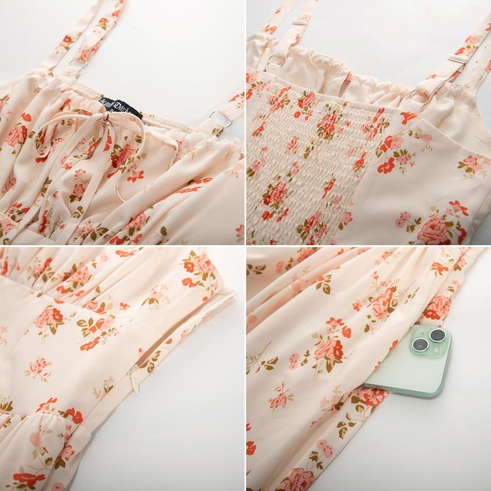 2026 Women's Floral Midi Dress Corset Sundresses With Pocket