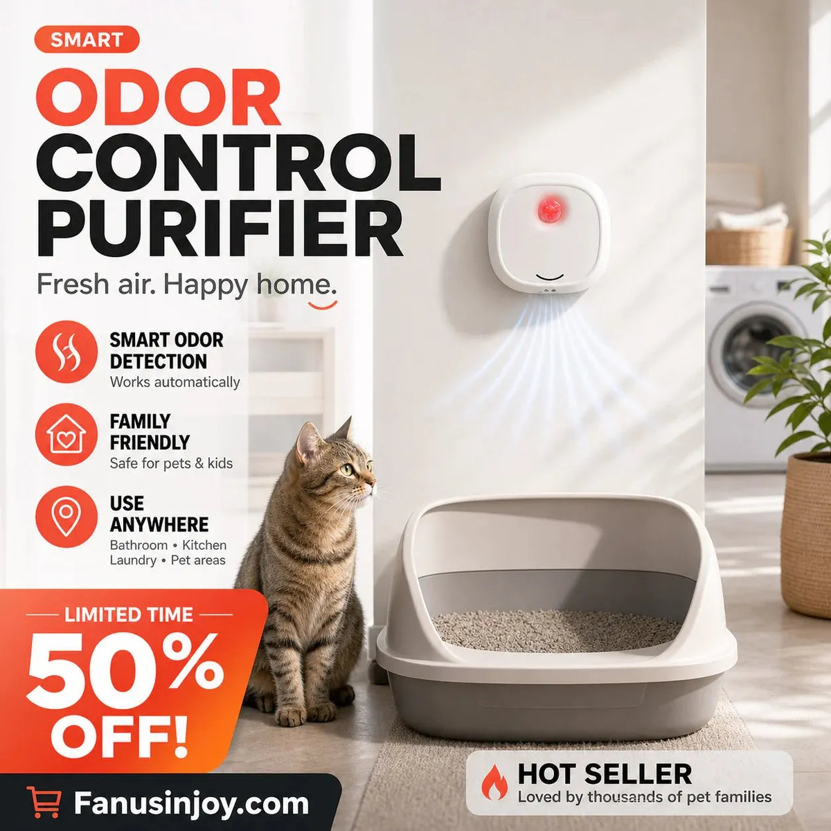 🎉🔥 49% OFF! 🌬️Say goodbye to unpleasant odors with it! Smart Quiet Pet Odor Eliminator