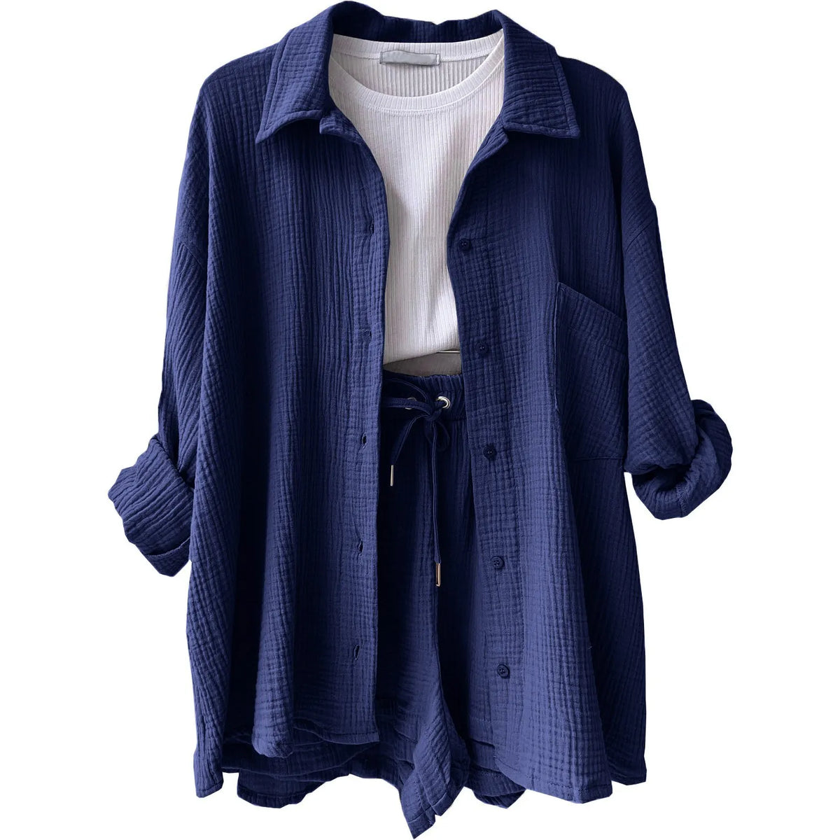 LONG SLEEVE SHIRT SHORT SET