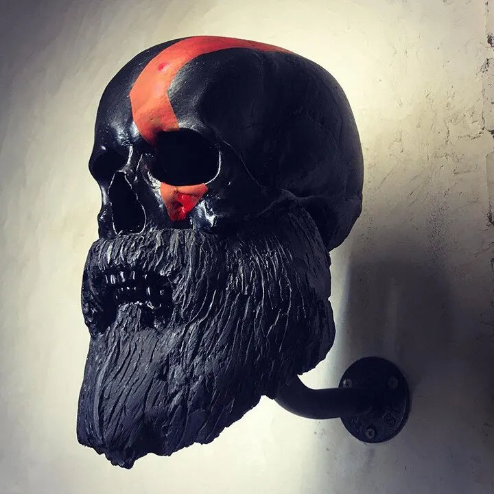 Motorcycle Helmet Skull With Beard-Helmet Rack