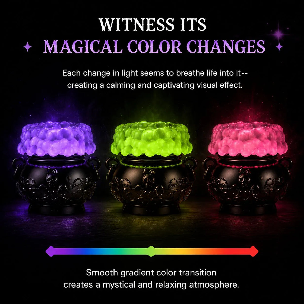 🔥Last Day 49% OFF - 👻✨Light-up Color-changing Cauldron Waterglobe 3-Wick Candle Holder