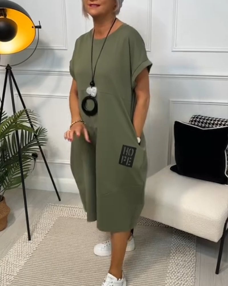 Yvenna - Simple Short-Sleeved Casual Dress
