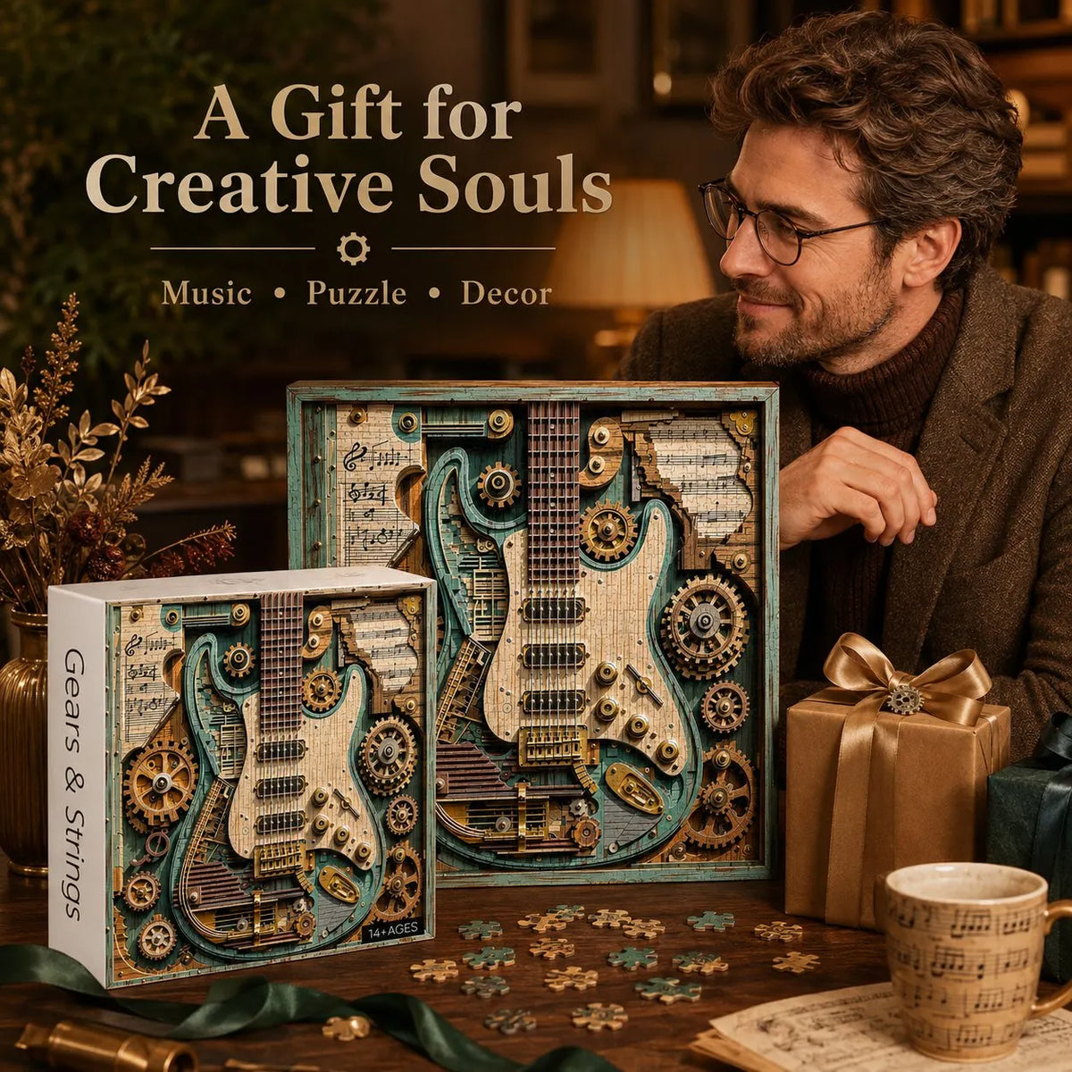 🎉🎸 Gears & Strings 1000-Piece Steampunk Guitar Puzzle ⚙️✨