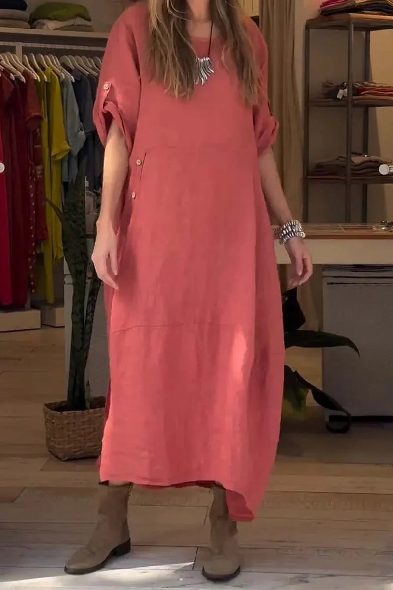 Cotton and linen loose long dress