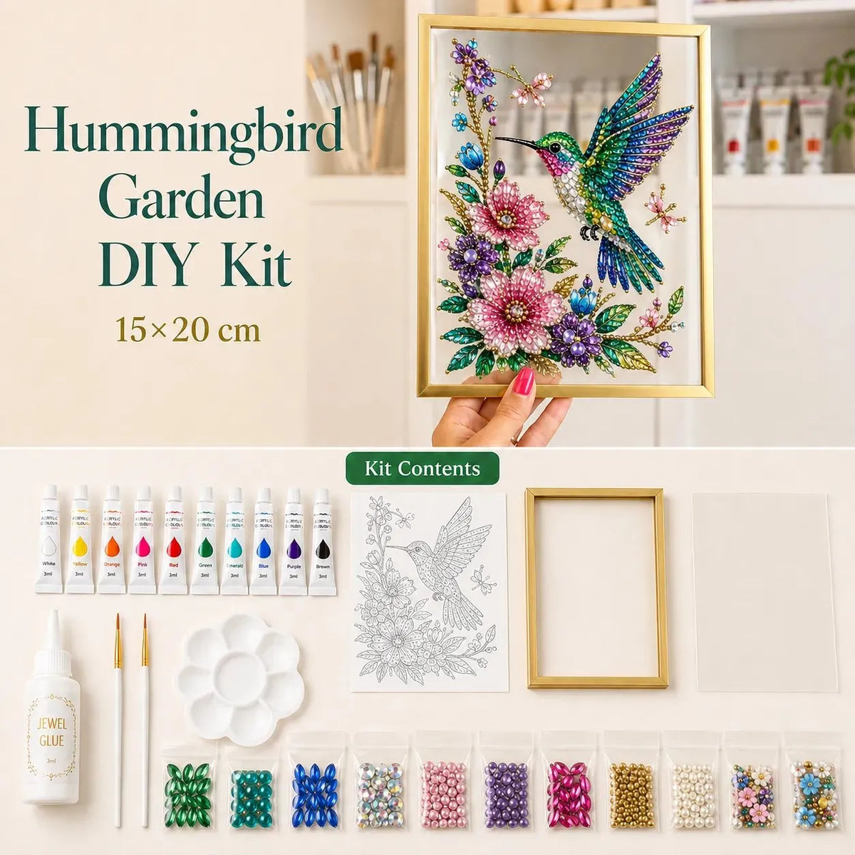 🔥HOT SALE🔥 LAST DAY 49% OFF – ✨Sparkling Nature Crystal Art Kit | Colorful Crystal Gems, Guided Pattern, Complete Tools & Gold Display Frame 🌿💎