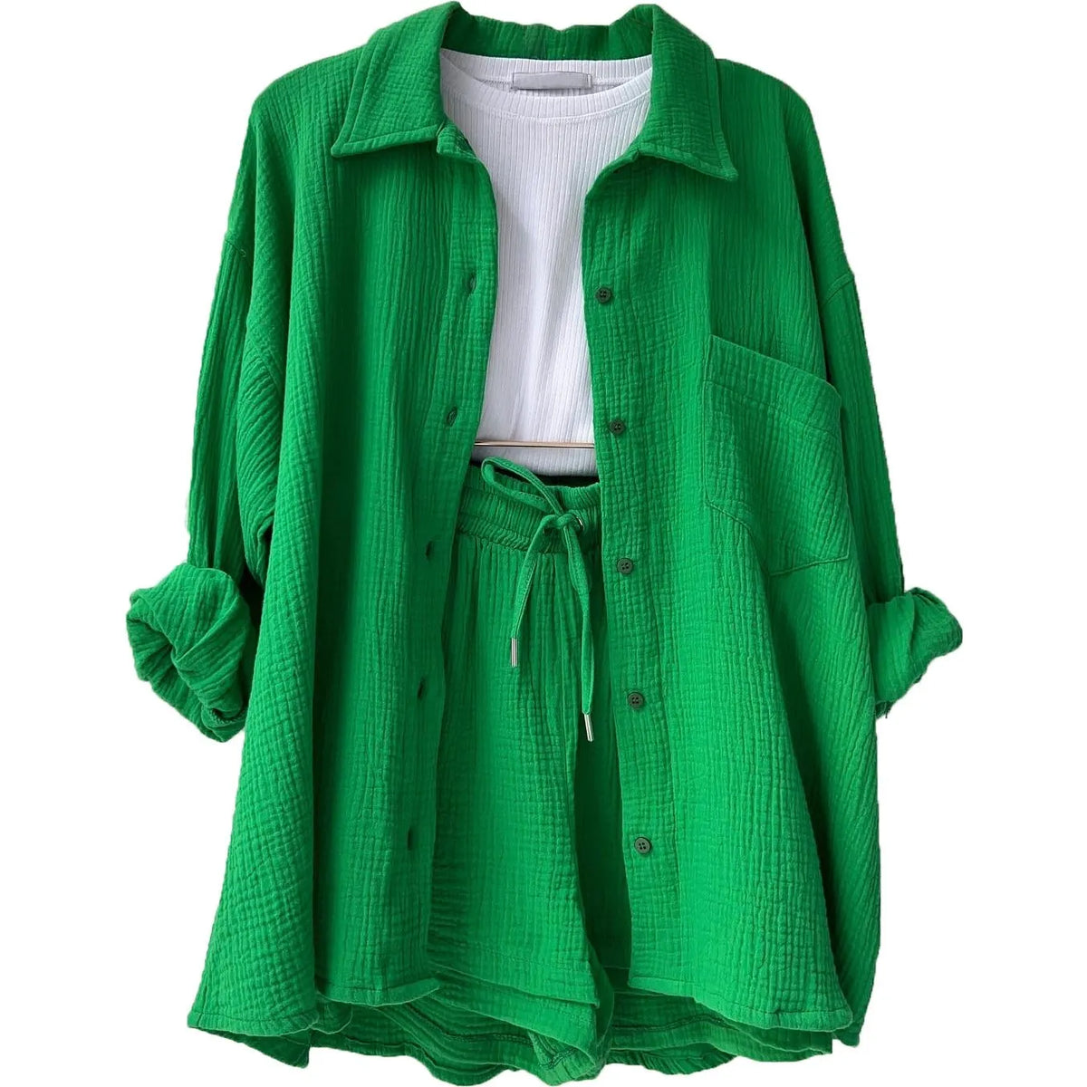 LONG SLEEVE SHIRT SHORT SET