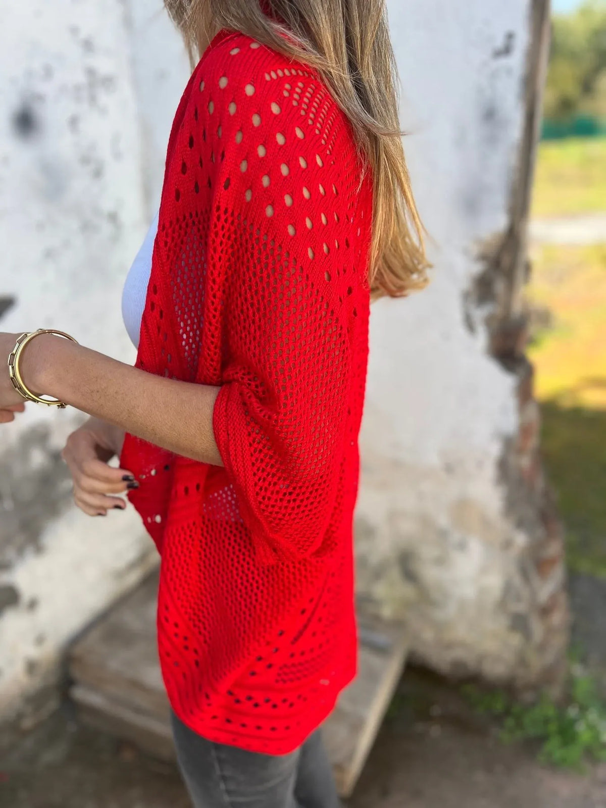 Hollow Half Sleeve Cardigan (Buy 2 Free Shipping)